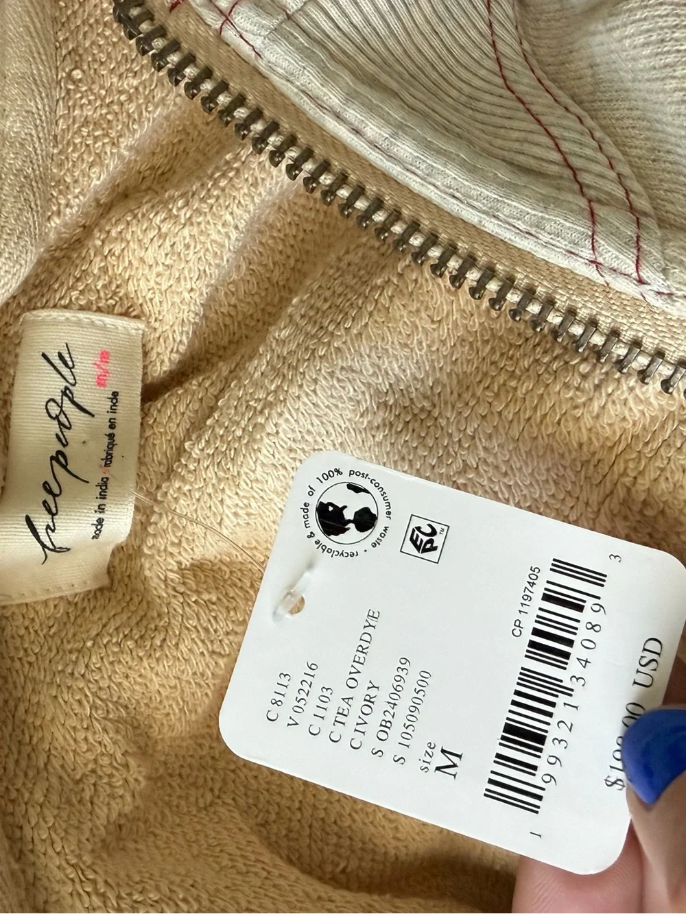 Free People Natural Grandma's Garden Hoodie Jacket